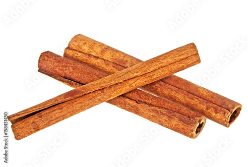 Cinnamon sticks spice isolated over white background