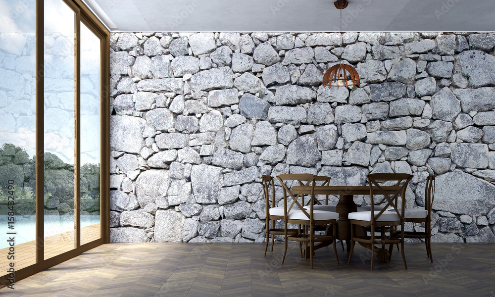Stone Wall In Dining Room