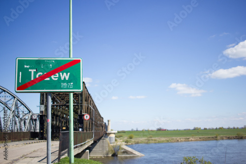 Signboard on bridge in Tczew