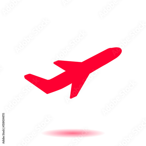 Airplane flight tickets air fly travel takeoff silhouette element. Plane symbol. Travel icon. Flat design. 