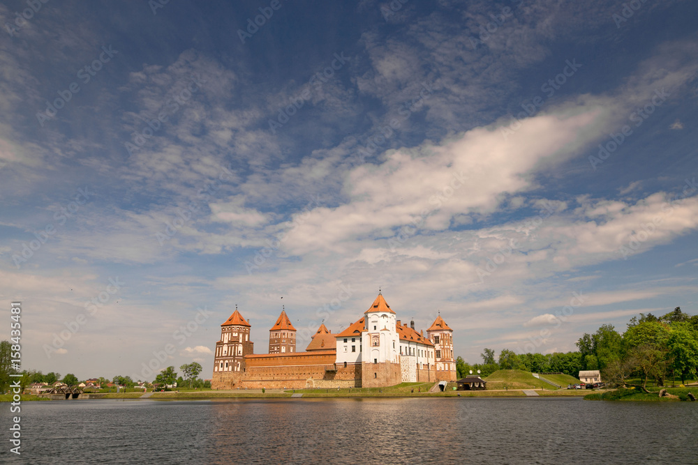 Fototapeta premium Mir, BELARUS - May 20, 2017: Mir Castle in Minsk region - historical heritage of Belarus. UNESCO World Heritage. Traveling on Belarus
