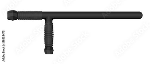 Police baton or nightstick. Rubber truncheon