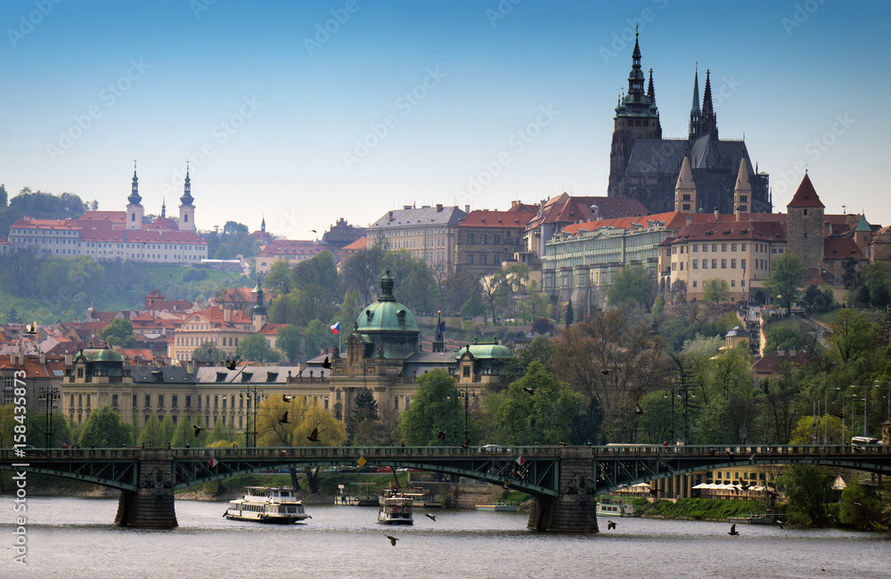 View of Prague Castle and Strakova Academy, Prague