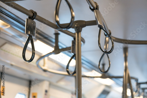 Handles for standing passenger inside a Underground train.