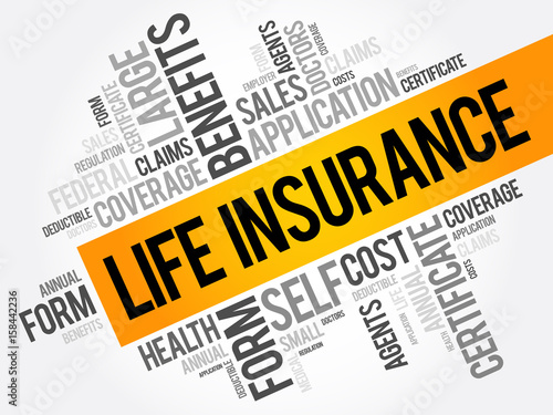 LIFE Insurance word cloud collage, healthcare concept background