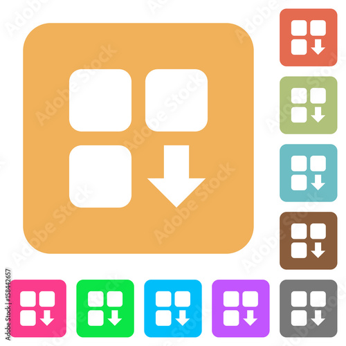 Move down component rounded square flat icons