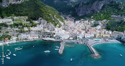Beautiful flight over Amalfi at Italy