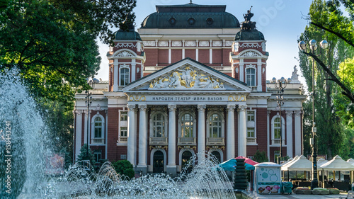The upper part of the fountains in front of the National Theater Ivan Vazov, Sofia. Bulgaria photo