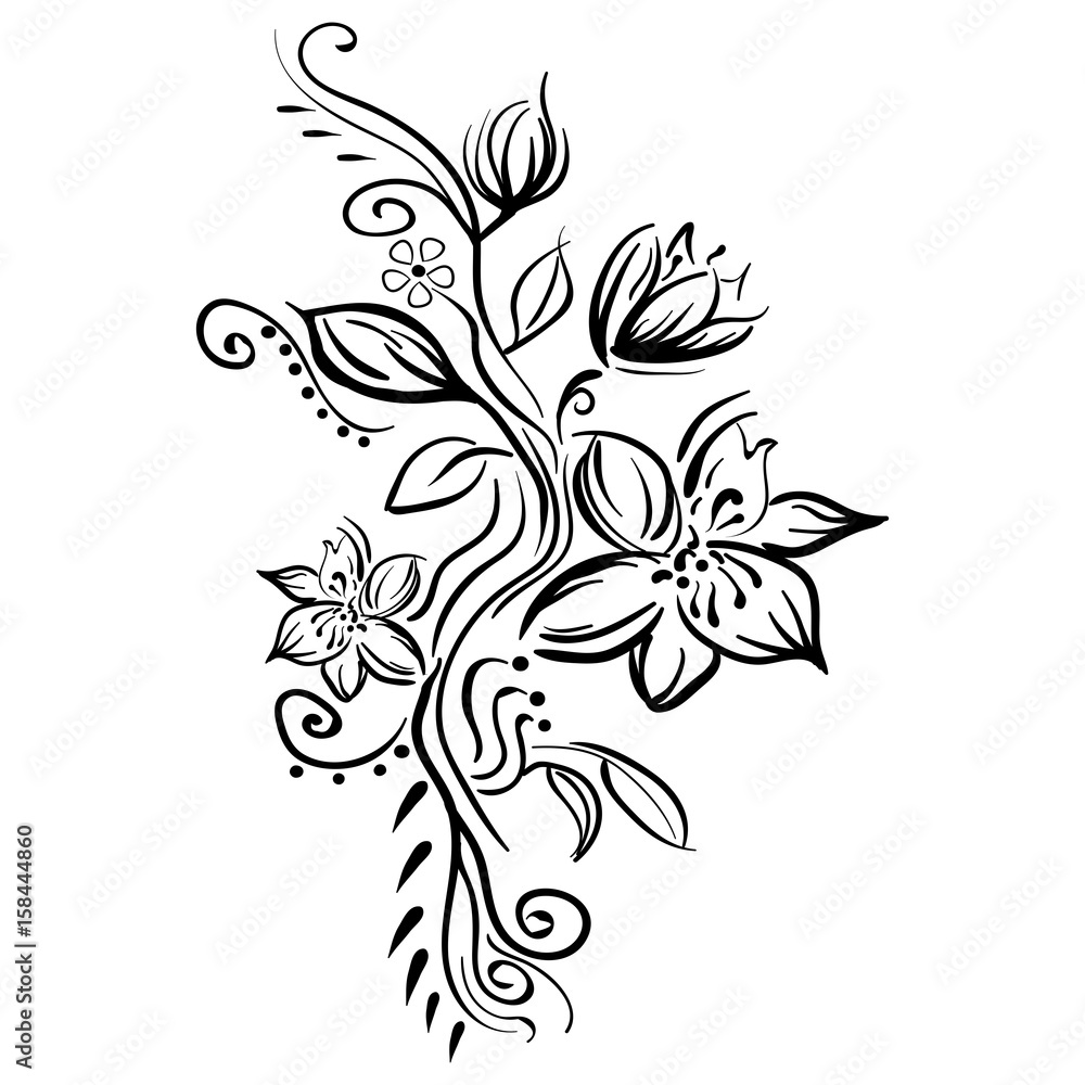 Vector stylized sketch flowers isolated Vector stylized sketch flowers isolated