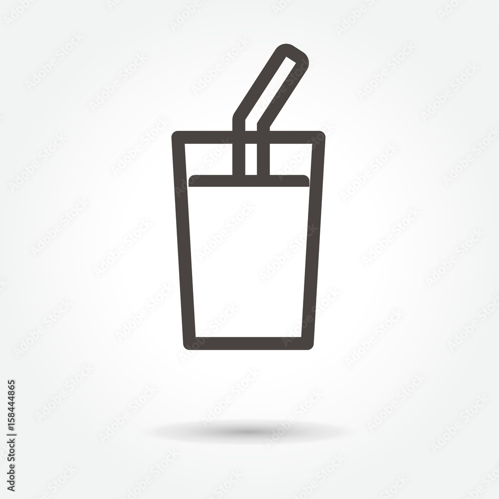 water glass with straw drawing icon vector on white background water glass with straw drawing icon vector on white background