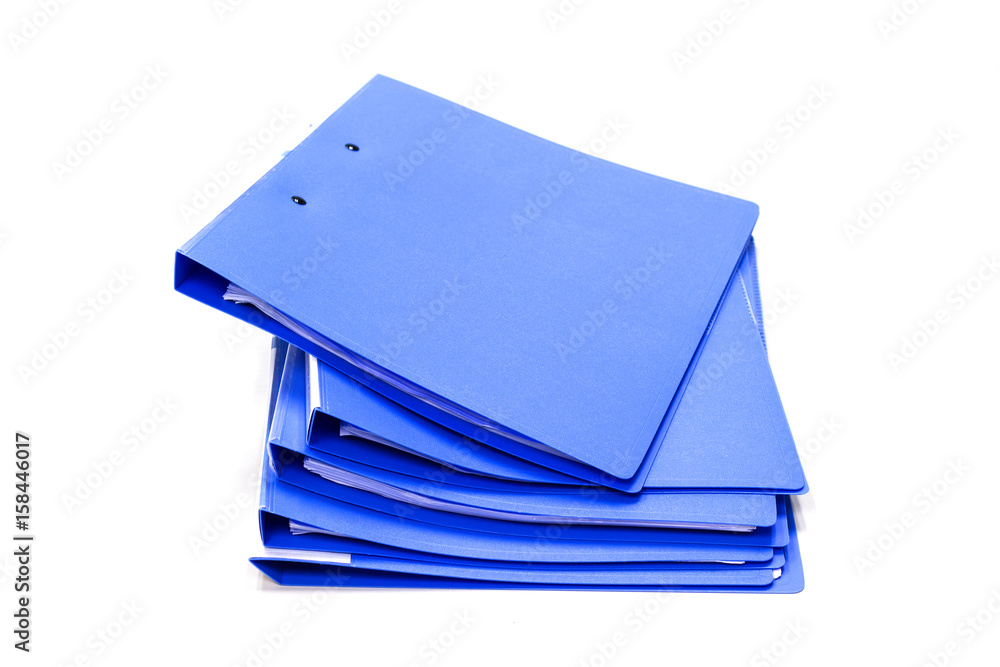 file folder and Stack of business report paper file with white background. isolated - copy space file folder and Stack of business report paper file with white background. isolated - copy space