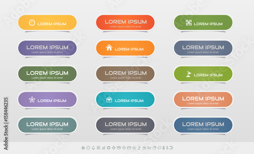 Sticker label with business icons set
