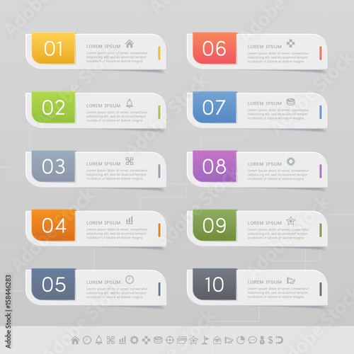 Sticker label with business icons set