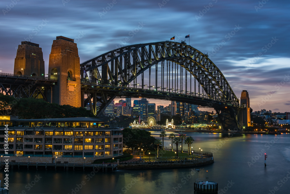 Famous Sydney landmark Sydney Harbour Bridge at night