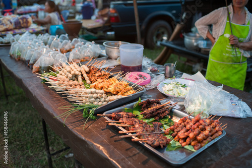 thai market and the availible food there photo