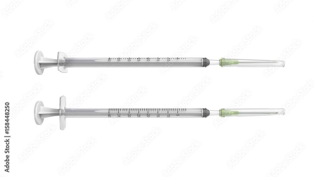 single-use syringe 3d render isolated on white background single-use syringe 3d render isolated on white background
