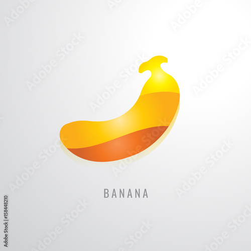 Banana Fruit colour gradation Yellow. orange. red. modern design vector illustration. on a White Background. Icon. logo. Symbol.