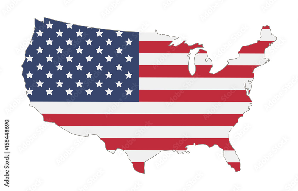 map of united states of america flag - obrazy, fototapety, plakaty 