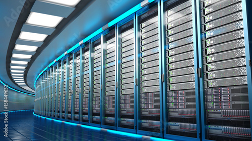 Modern datacenter. Cloud computing. 3d rendering photo