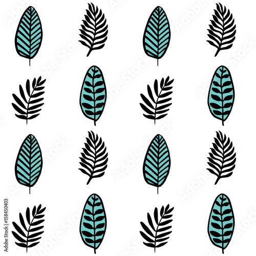 Scandinavial style simple leaves and branches seamless pattern