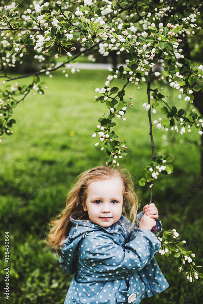 little girl in Apple trees little girl in Apple trees