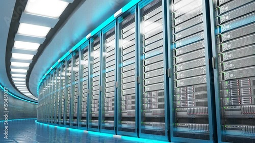 Modern datacenter. Cloud computing. 3d rendering