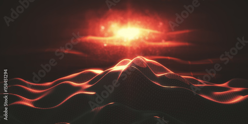 Red polygonal mountain background