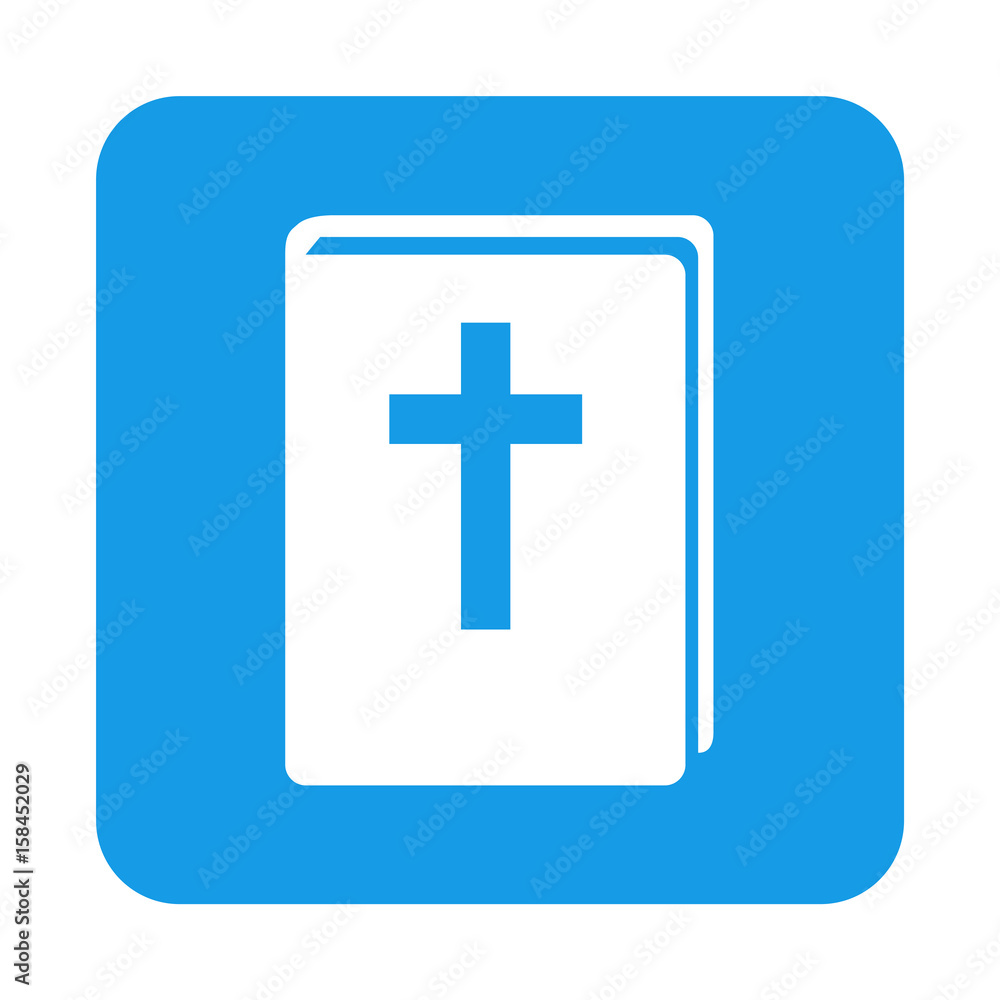 Icono plano biblia en cuadrado azul Icono plano biblia en cuadrado azul
