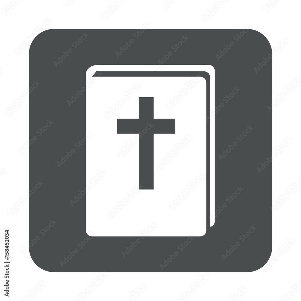Icono plano biblia en cuadrado gris. Icono plano biblia en cuadrado gris.