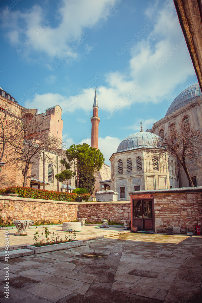 Architecture of Hagia Sophia mosque in Istanbul, Turkey