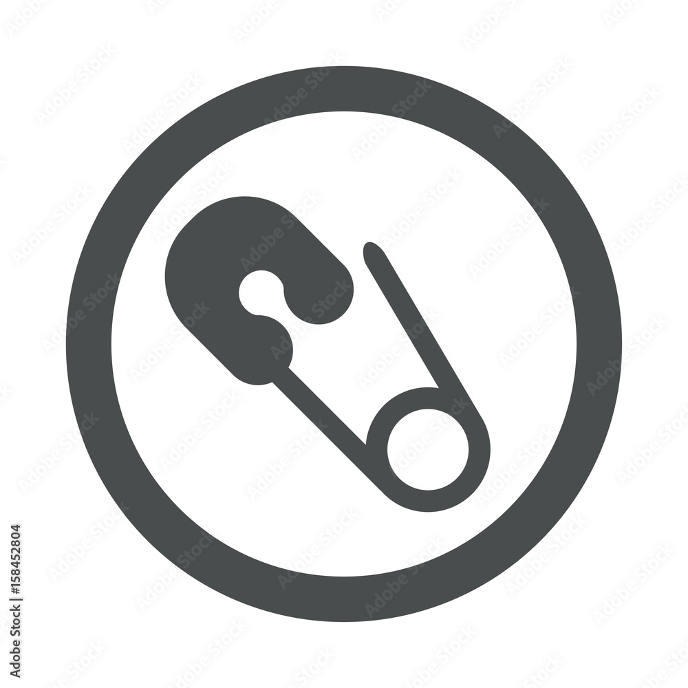 Icono plano imperdible abierto en circulo color gris