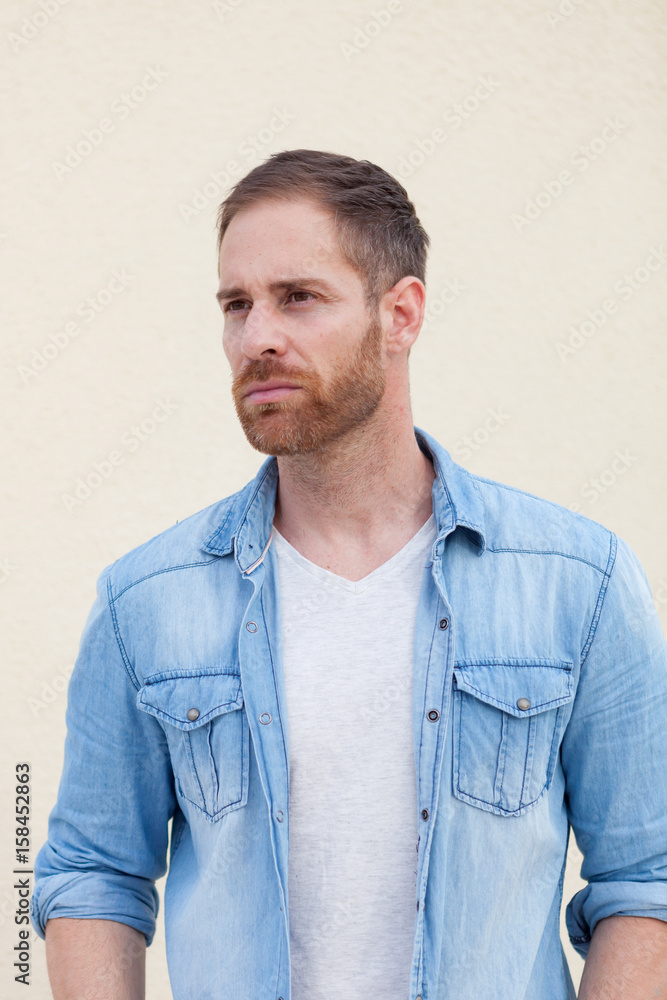 Attractive guy with denim shirt Attractive guy with denim shirt