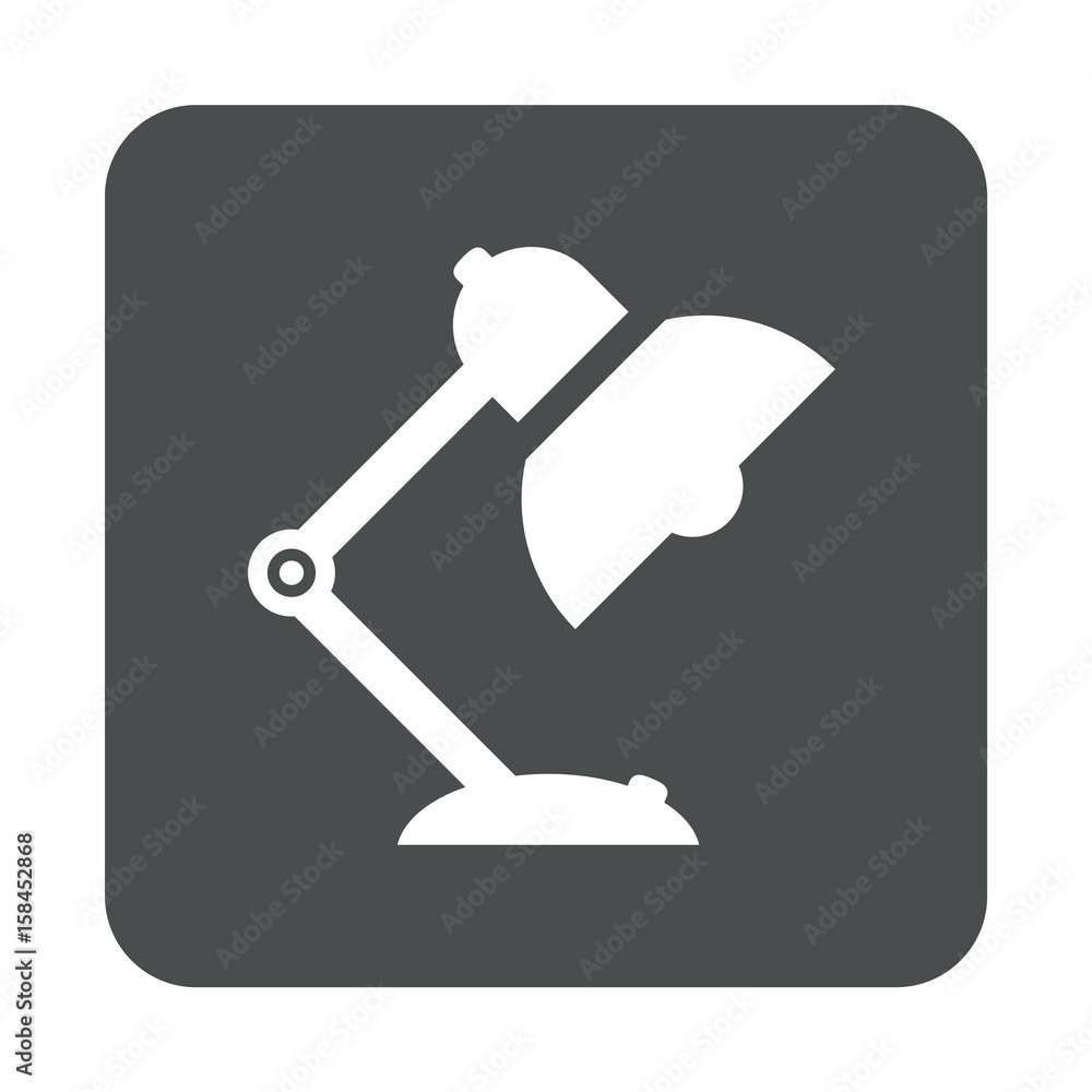 Icono plano lampara tipo flexo en cuadrado gris Icono plano lampara tipo flexo en cuadrado gris