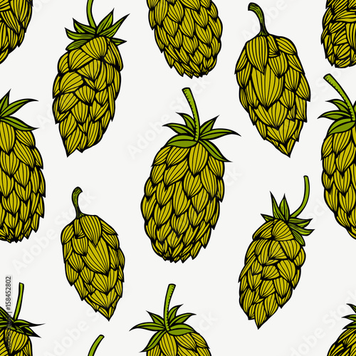 pattern with green hops