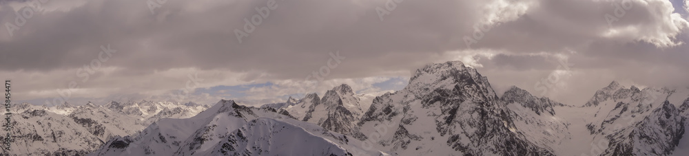 Panorama of the snow-capped mountains. the majestic mountains
