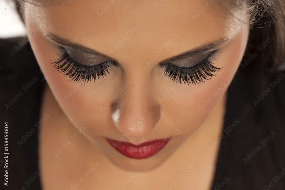 Artificial lashes, macro shoot of eyelashes extensions