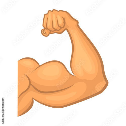 Strong biceps. Gym vector symbol isolate. Cartoon illustration