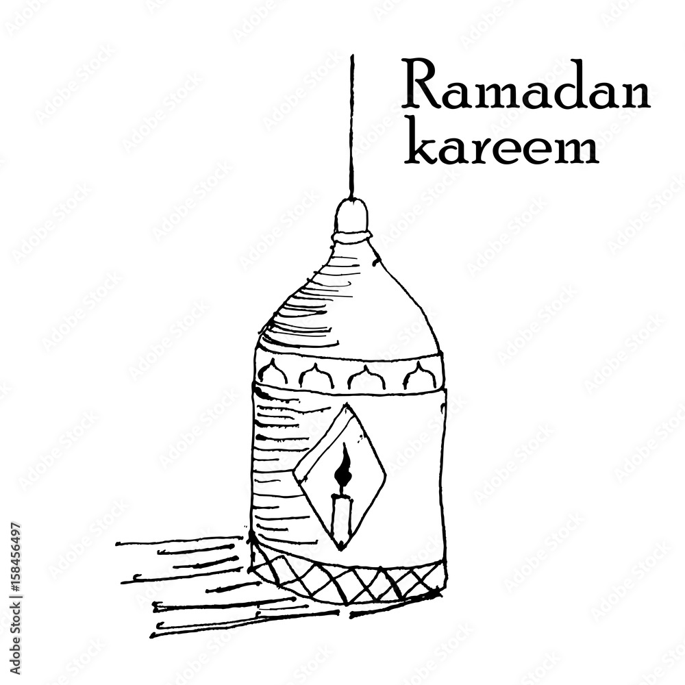Illustration of lighting in ramadan, hand draw