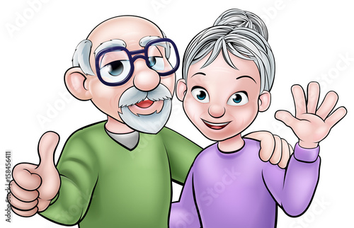 Cartoon Elderly Couple
