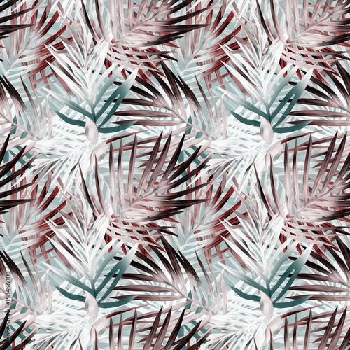 Exotic leaves seamless pattern. 