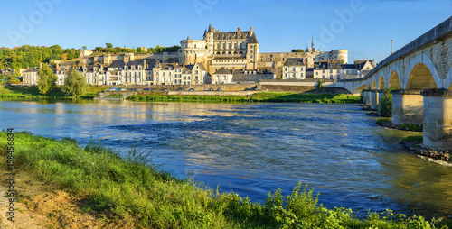 Amboise Chateau and old bridge. Castle is located in the Loire Valley. France. Panorama. photo