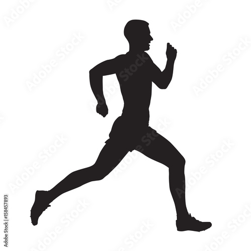 Running man side view vector silhouette © michalsanca