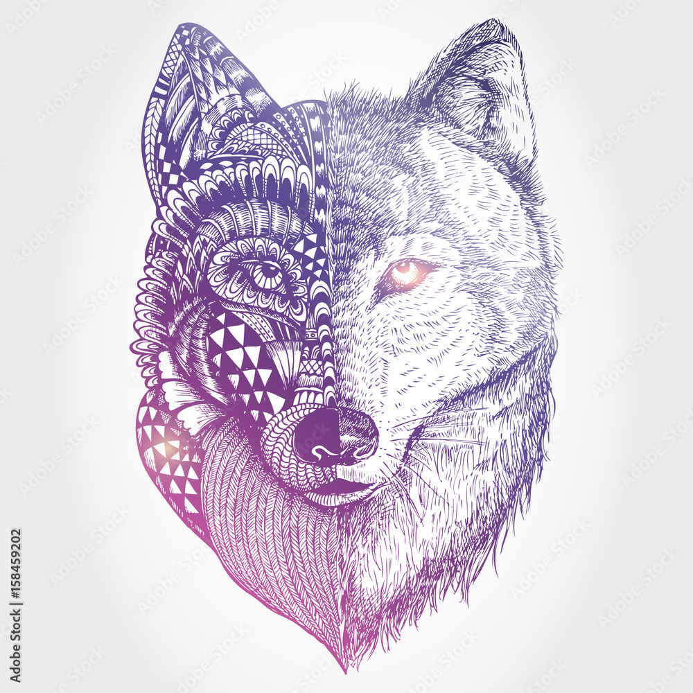 Naklejka premium Abstract wolf illustration, Vector