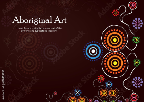 Aboriginal art. Vector Banner with text.