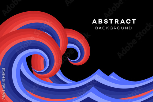 Abstract Red-Blue Wave. Conceptual Vector Illustration