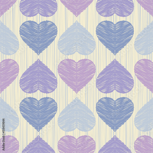 Seamless vector background with decorative hearts. Valentine's day. Textile rapport.
