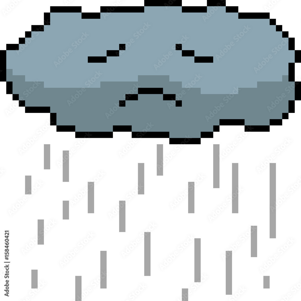 Obraz premium vector pixel art cloud sad