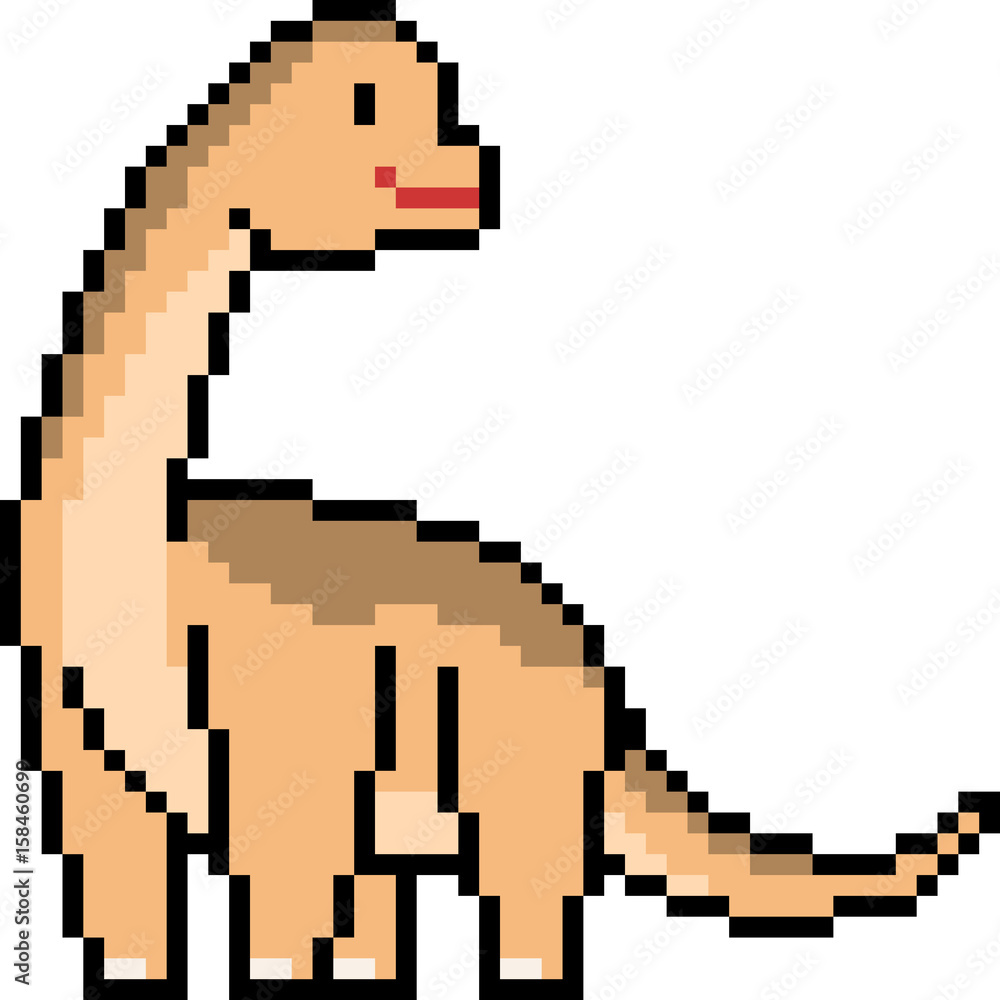 Obraz premium vector pixel art brachiosaurus