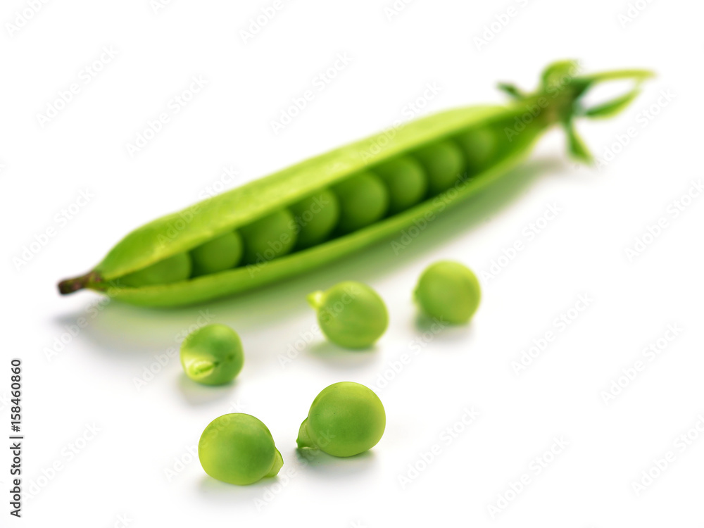 Pods of green peas isolated on a white background. Green ripe fresh vegetables. Legumes. Pods of green peas isolated on a white background. Green ripe fresh vegetables. Legumes.