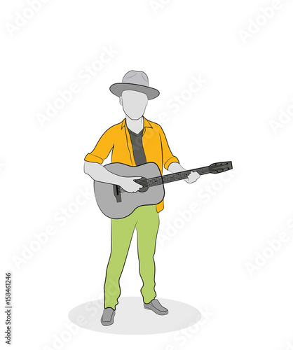Jazz band with different musical instruments. Hand drawn cartoon vector illustration for design and infographics.